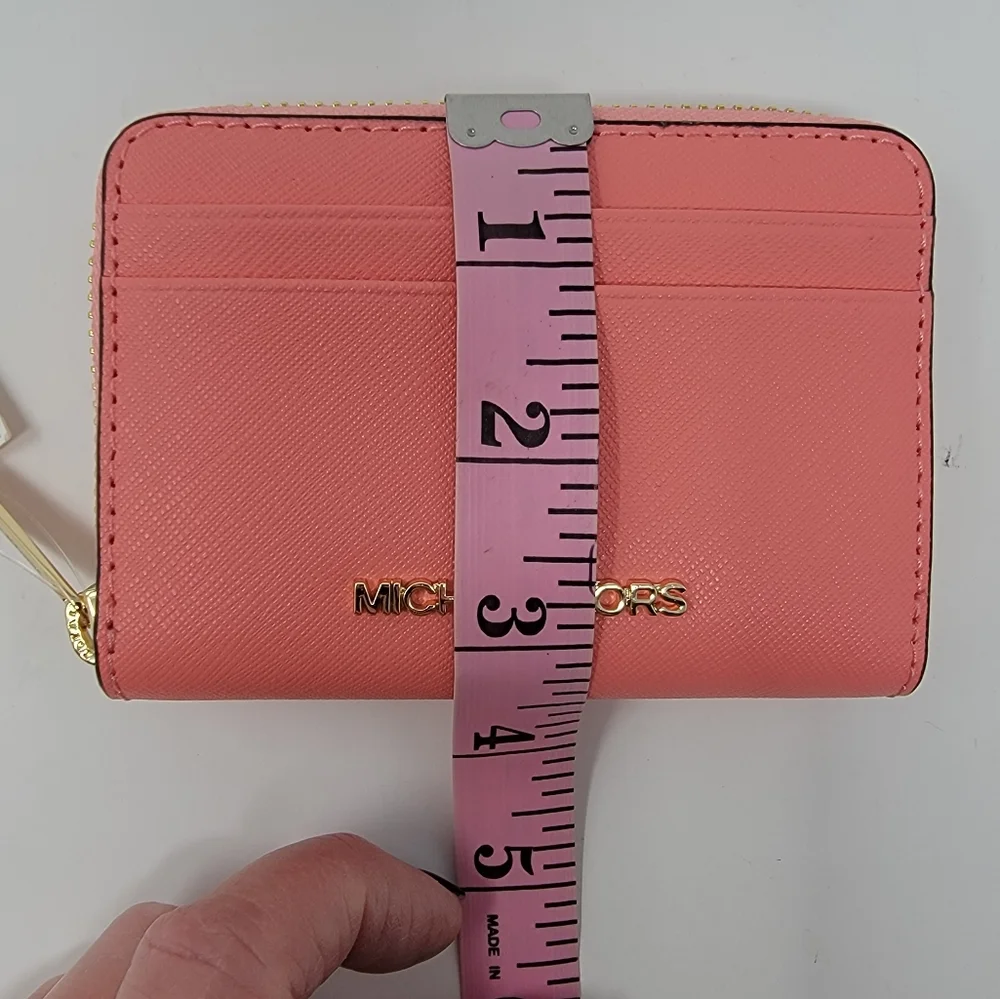 Michael Kors Jet Set Medium Travel Card Case Leather Wallet in Gr…